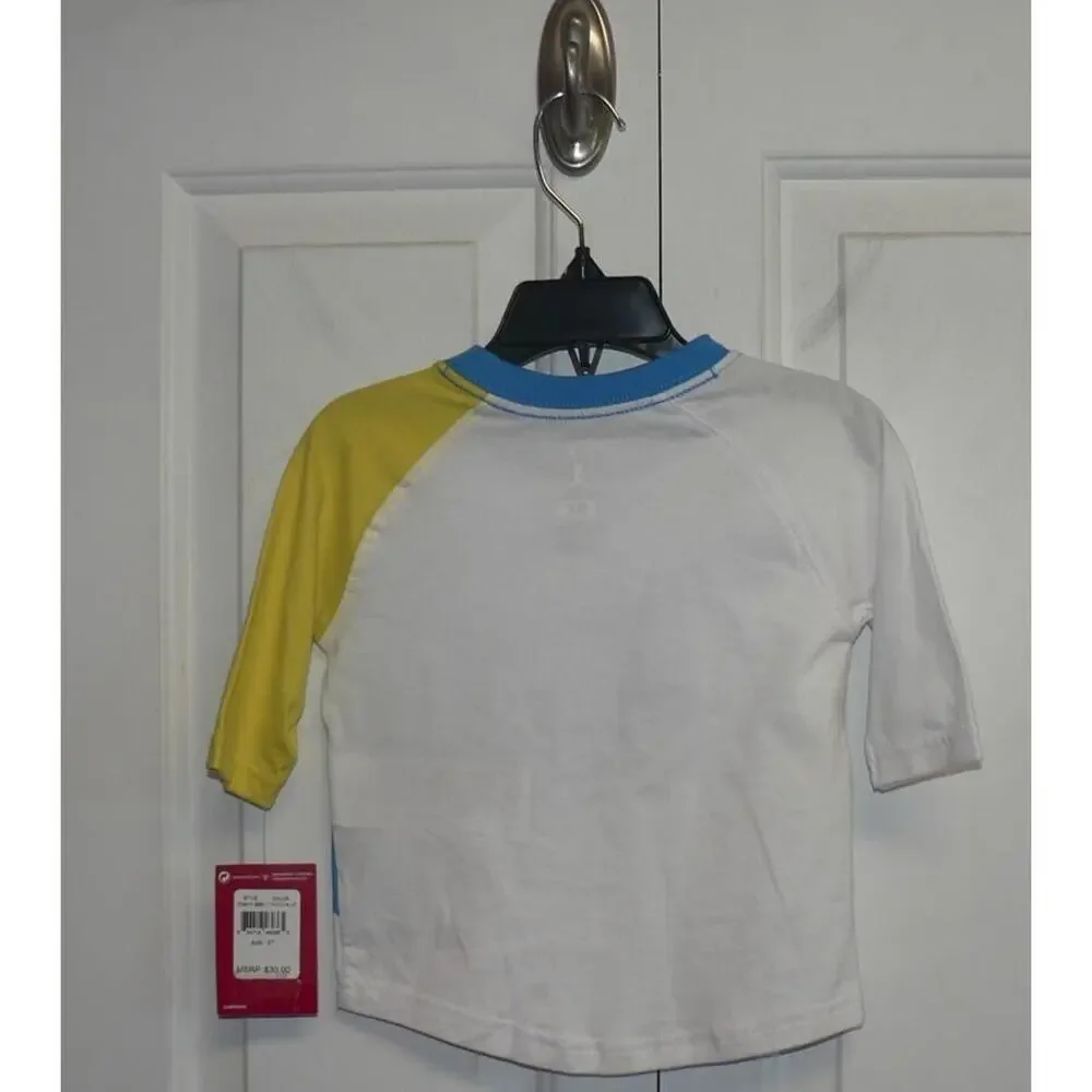 Nike Air‎ Jordan Toddler Fly Wing Print Cotton Tee White/Blue/Yellow 2T 1-2Y $30